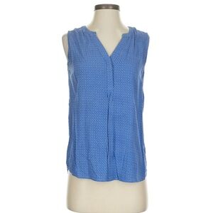 NWT Navy Blue Printed Sleeveless Henley Top
